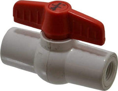Legend Valve - 1/4" Pipe, Full Port, PVC Miniature Ball Valve - Inline - One Way Flow, FNPT x FNPT Ends, Tee Handle, 150 WOG - Apex Tool & Supply