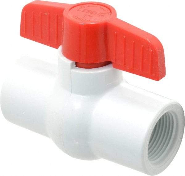 Legend Valve - 1" Pipe, Full Port, PVC Miniature Ball Valve - Inline - One Way Flow, FNPT x FNPT Ends, Tee Handle, 150 WOG - Apex Tool & Supply