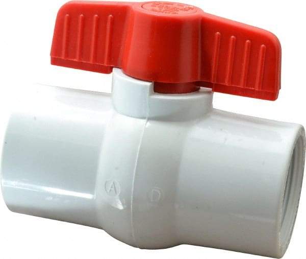 Legend Valve - 1-1/2" Pipe, Full Port, PVC Miniature Ball Valve - Inline - One Way Flow, FNPT x FNPT Ends, Tee Handle, 150 WOG - Apex Tool & Supply