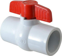 Legend Valve - 1-1/4" Pipe, Full Port, PVC Miniature Ball Valve - Inline - One Way Flow, Solvent x Solvent Ends, Tee Handle, 150 WOG - Apex Tool & Supply