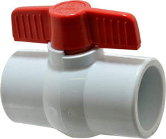 Legend Valve - 2" Pipe, Full Port, PVC Miniature Ball Valve - Inline - One Way Flow, Solvent x Solvent Ends, Tee Handle, 150 WOG - Apex Tool & Supply