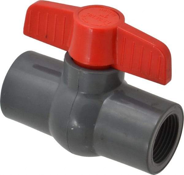 Legend Valve - 1" Pipe, Full Port, PVC Miniature Ball Valve - Inline - One Way Flow, FNPT x FNPT Ends, Tee Handle, 150 WOG - Apex Tool & Supply