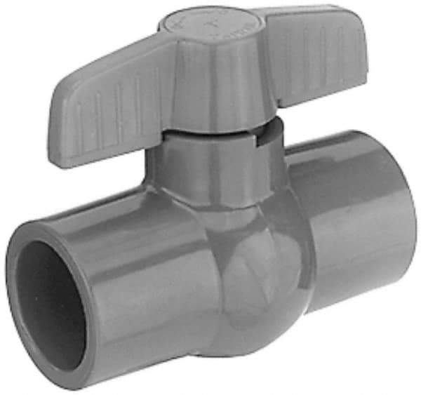 Legend Valve - 1-1/4" Pipe, Full Port, PVC Miniature Ball Valve - Inline - One Way Flow, Solvent x Solvent Ends, Tee Handle, 150 WOG - Apex Tool & Supply