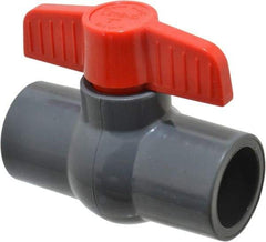 Legend Valve - 1" Pipe, Full Port, PVC Miniature Ball Valve - Inline - One Way Flow, Solvent x Solvent Ends, Tee Handle, 150 WOG - Apex Tool & Supply