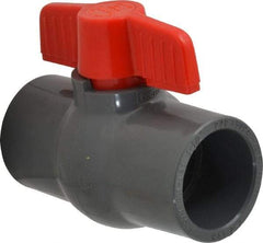 Legend Valve - 1-1/2" Pipe, Full Port, PVC Miniature Ball Valve - Inline - One Way Flow, Solvent x Solvent Ends, Tee Handle, 150 WOG - Apex Tool & Supply