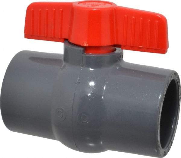 Legend Valve - 2" Pipe, Full Port, PVC Miniature Ball Valve - Inline - One Way Flow, Solvent x Solvent Ends, Tee Handle, 150 WOG - Apex Tool & Supply