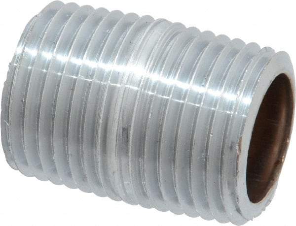 Merit Brass - 1-1/8" Long, 1/2" Pipe Threaded Brass Pipe Nipple - NPT Thread, Chrome Plated Red Brass - Apex Tool & Supply