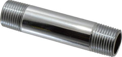 Merit Brass - 3-1/2" Long, 1/2" Pipe Threaded Brass Pipe Nipple - NPT Thread, Chrome Plated Red Brass - Apex Tool & Supply