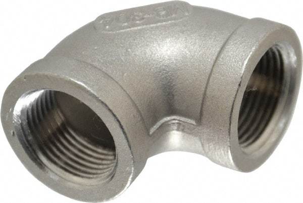 Merit Brass - 3/4" Grade 304 Stainless Steel Pipe 90° Elbow - FNPT x FNPT End Connections, 150 psi - Apex Tool & Supply