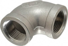 Merit Brass - 3/4" Grade 304 Stainless Steel Pipe 90° Elbow - FNPT x FNPT End Connections, 150 psi - Apex Tool & Supply