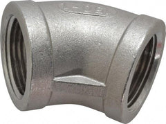 Merit Brass - 1" Grade 304 Stainless Steel Pipe 45° Elbow - FNPT x FNPT End Connections, 150 psi - Apex Tool & Supply