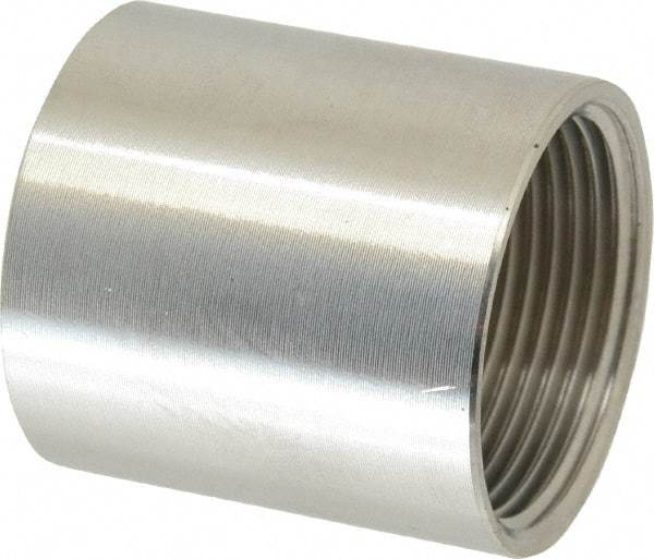 Merit Brass - 1-1/4" Grade 304 Stainless Steel Pipe Coupling - FNPT x FNPT End Connections, 150 psi - Apex Tool & Supply