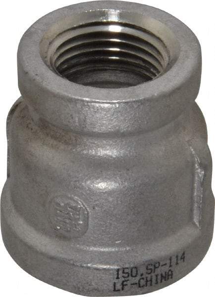 Merit Brass - 3/4 x 1/2" Grade 304 Stainless Steel Pipe Reducer Coupling - FNPT x FNPT End Connections, 150 psi - Apex Tool & Supply