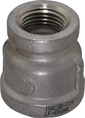 Merit Brass - 3/4 x 1/2" Grade 304 Stainless Steel Pipe Reducer Coupling - FNPT x FNPT End Connections, 150 psi - Apex Tool & Supply