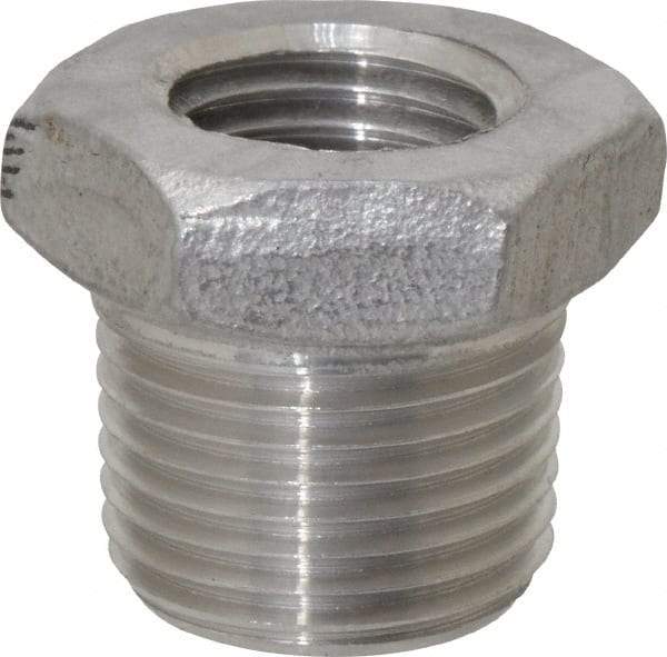 Value Collection - 3/8 x 1/4" Grade 304 Stainless Steel Pipe Hex Bushing - MNPT x FNPT End Connections, 150 psi - Apex Tool & Supply