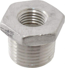 Value Collection - 1/2 x 1/4" Grade 304 Stainless Steel Pipe Hex Bushing - MNPT x FNPT End Connections, 150 psi - Apex Tool & Supply