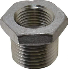 Value Collection - 1/2 x 3/8" Grade 304 Stainless Steel Pipe Hex Bushing - MNPT x FNPT End Connections, 150 psi - Apex Tool & Supply