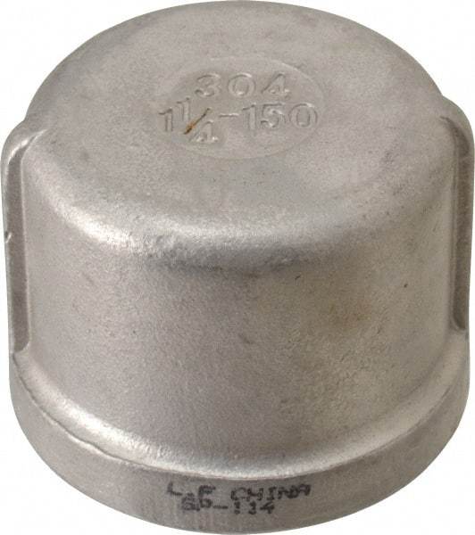 Value Collection - 1-1/4" Grade 304 Stainless Steel Pipe End Cap - FNPT End Connections, 150 psi - Apex Tool & Supply