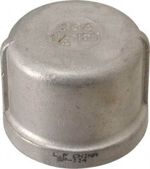 Value Collection - 1-1/4" Grade 304 Stainless Steel Pipe End Cap - FNPT End Connections, 150 psi - Apex Tool & Supply