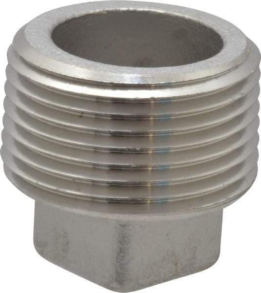 Merit Brass - 1" Grade 304 Stainless Steel Pipe Square Head Plug - MNPT End Connections, 150 psi - Apex Tool & Supply