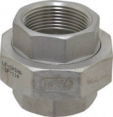 Merit Brass - 1-1/4" Grade 304 Stainless Steel Pipe Union - FNPT x FNPT End Connections, 150 psi - Apex Tool & Supply