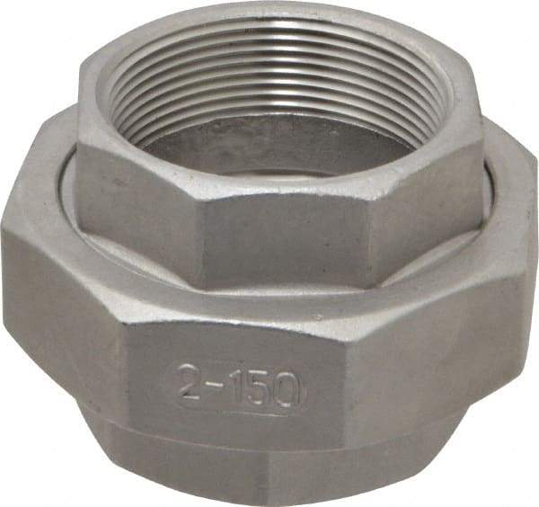 Merit Brass - 2" Grade 304 Stainless Steel Pipe Union - FNPT x FNPT End Connections, 150 psi - Apex Tool & Supply
