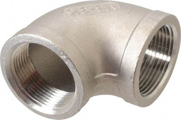 Merit Brass - 1-1/4" Grade 316 Stainless Steel Pipe 90° Elbow - FNPT x FNPT End Connections, 150 psi - Apex Tool & Supply