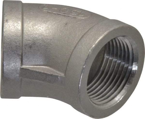 Merit Brass - 1" Grade 316 Stainless Steel Pipe 45° Elbow - FNPT x FNPT End Connections, 150 psi - Apex Tool & Supply