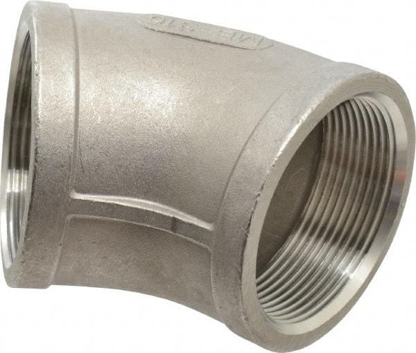 Merit Brass - 2" Grade 316 Stainless Steel Pipe 45° Elbow - FNPT x FNPT End Connections, 150 psi - Apex Tool & Supply
