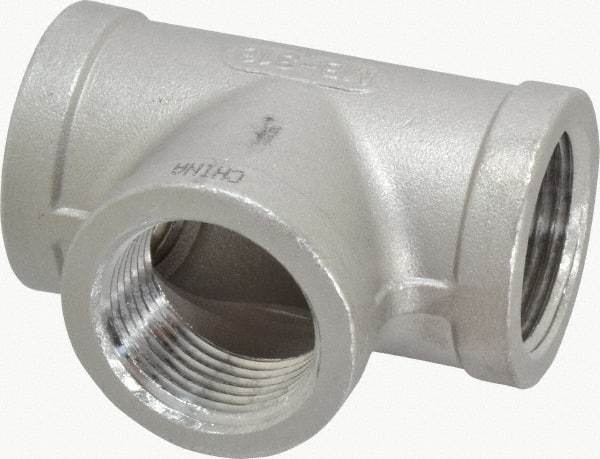 Merit Brass - 1" Grade 316 Stainless Steel Pipe Tee - FNPT x FNPT x FNPT End Connections, 150 psi - Apex Tool & Supply