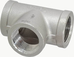 Merit Brass - 1" Grade 316 Stainless Steel Pipe Tee - FNPT x FNPT x FNPT End Connections, 150 psi - Apex Tool & Supply