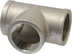 Merit Brass - 1-1/2" Grade 316 Stainless Steel Pipe Tee - FNPT x FNPT x FNPT End Connections, 150 psi - Apex Tool & Supply