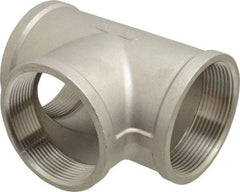 Merit Brass - 3" Grade 316 Stainless Steel Pipe Tee - FNPT x FNPT x FNPT End Connections, 150 psi - Apex Tool & Supply