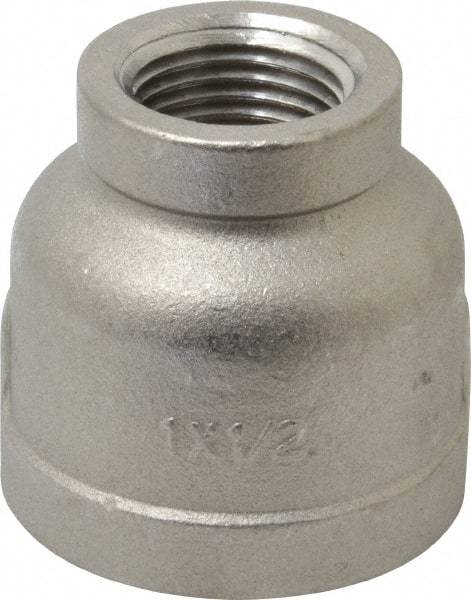 Merit Brass - 1 x 1/2" Grade 316 Stainless Steel Pipe Reducer Coupling - FNPT x FNPT End Connections, 150 psi - Apex Tool & Supply