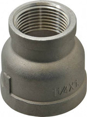 Merit Brass - 1-1/4 x 1" Grade 316 Stainless Steel Pipe Reducer Coupling - FNPT x FNPT End Connections, 150 psi - Apex Tool & Supply