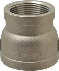 Merit Brass - 1-1/2 x 1-1/4" Grade 316 Stainless Steel Pipe Reducer Coupling - FNPT x FNPT End Connections, 150 psi - Apex Tool & Supply