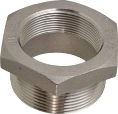 Merit Brass - 2-1/2 x 2" Grade 316 Stainless Steel Pipe Hex Bushing - MNPT x FNPT End Connections, 150 psi - Apex Tool & Supply
