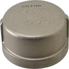 Merit Brass - 1-1/2" Grade 316 Stainless Steel Pipe End Cap - FNPT End Connections, 150 psi - Apex Tool & Supply