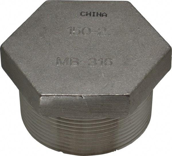 Merit Brass - 2" Grade 316 Stainless Steel Pipe Hex Head Plug - MNPT End Connections, 150 psi - Apex Tool & Supply