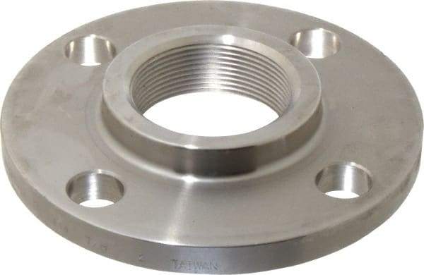 Merit Brass - 2" Pipe, 6" OD, Stainless Steel, Threaded Pipe Flange - 4-3/4" Across Bolt Hole Centers, 3/4" Bolt Hole, 150 psi, Grade 316 - Apex Tool & Supply