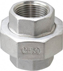 Merit Brass - 3/4" Grade 316 Stainless Steel Pipe Union - FNPT x FNPT End Connections, 150 psi - Apex Tool & Supply