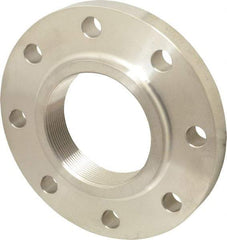 Merit Brass - 4" Pipe, 9" OD, Stainless Steel, Threaded Pipe Flange - 7-1/2" Across Bolt Hole Centers, 3/4" Bolt Hole, 150 psi, Grades 316 & 316L - Apex Tool & Supply