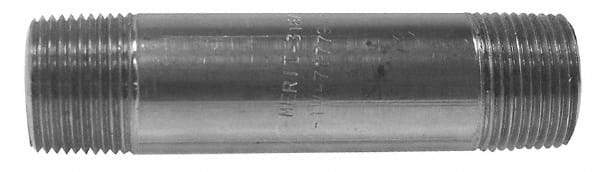 Merit Brass - Schedule 80, 1-1/2" Pipe x 2-1/2" Long, Grade 316/316L Stainless Steel Pipe Nipple - Seamless & Threaded - Apex Tool & Supply