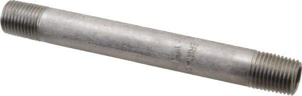 Merit Brass - Schedule 40, 1/4" Pipe x 4-1/2" Long, Grade 304/304L Stainless Steel Pipe Nipple - Welded & Threaded - Apex Tool & Supply