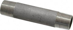 Merit Brass - Schedule 40, 3/8" Pipe x 3" Long, Grade 304/304L Stainless Steel Pipe Nipple - Welded & Threaded - Apex Tool & Supply