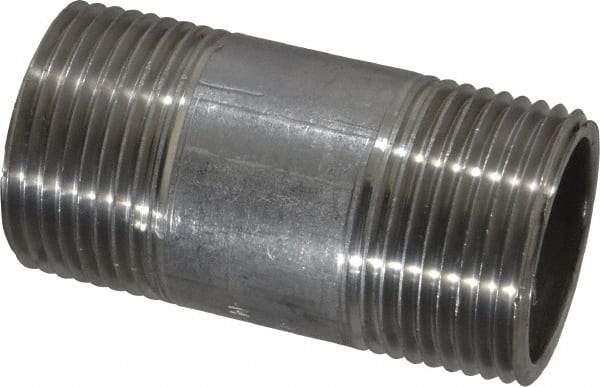 Merit Brass - Schedule 40, 1" Pipe x 2-1/2" Long, Grade 304/304L Stainless Steel Pipe Nipple - Welded & Threaded - Apex Tool & Supply