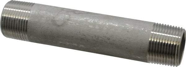 Merit Brass - Schedule 40, 1" Pipe x 6" Long, Grade 304/304L Stainless Steel Pipe Nipple - Welded & Threaded - Apex Tool & Supply