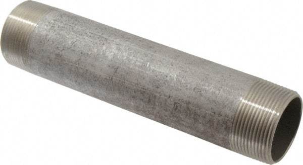 Merit Brass - Schedule 40, 1-1/2" Pipe x 8" Long, Grade 304/304L Stainless Steel Pipe Nipple - Welded & Threaded - Apex Tool & Supply