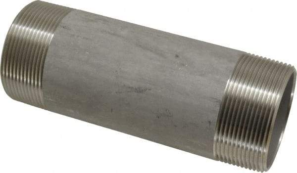 Merit Brass - Schedule 40, 2" Pipe x 6" Long, Grade 304/304L Stainless Steel Pipe Nipple - Welded & Threaded - Apex Tool & Supply