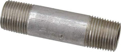 Merit Brass - Schedule 40, 3/8" Pipe x 2-1/2" Long, Grade 316/316L Stainless Steel Pipe Nipple - Welded & Threaded - Apex Tool & Supply